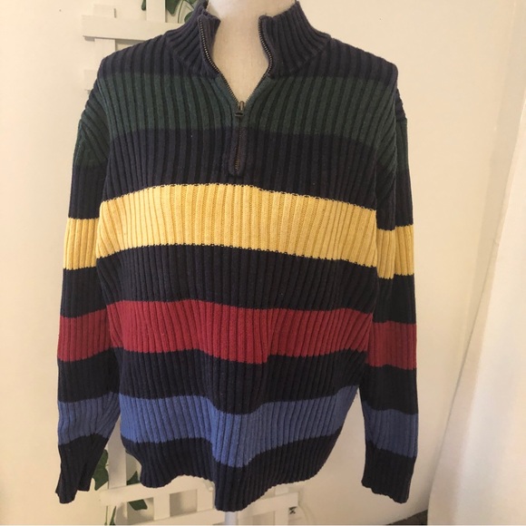 Sweat-shirt Vintage Lands' End Années 90 (rouge, Col Rond, Taille XL) - Effet Délavé